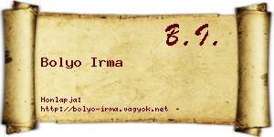 Bolyo Irma névjegykártya
